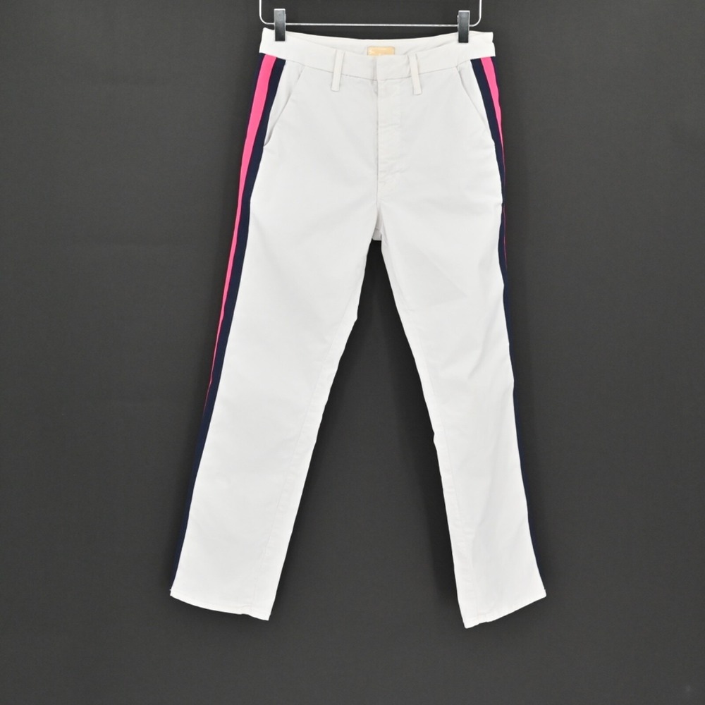 Mother The Straight Shaker Ankle Prep Pants Womens Size 26 White Cotton Striped